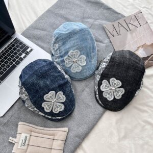 前进-Lace 四叶草Newsboy Cap- - Newsboy Cap for Women | Vintage Baker Boy Hat | Retro Gatsby Style