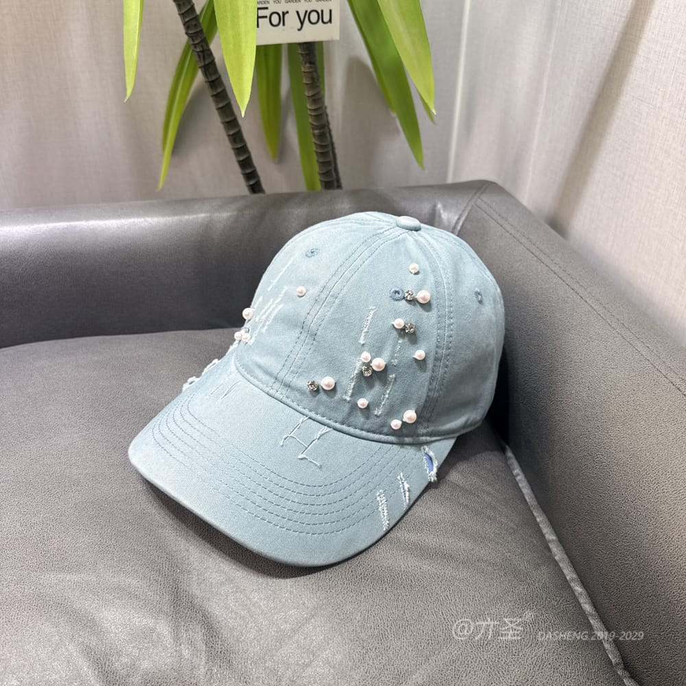 破洞手缝Pearl Baseball Cap - Baseball Cap Women | Casual Adjustable Hat | Daily Wear - Image 2