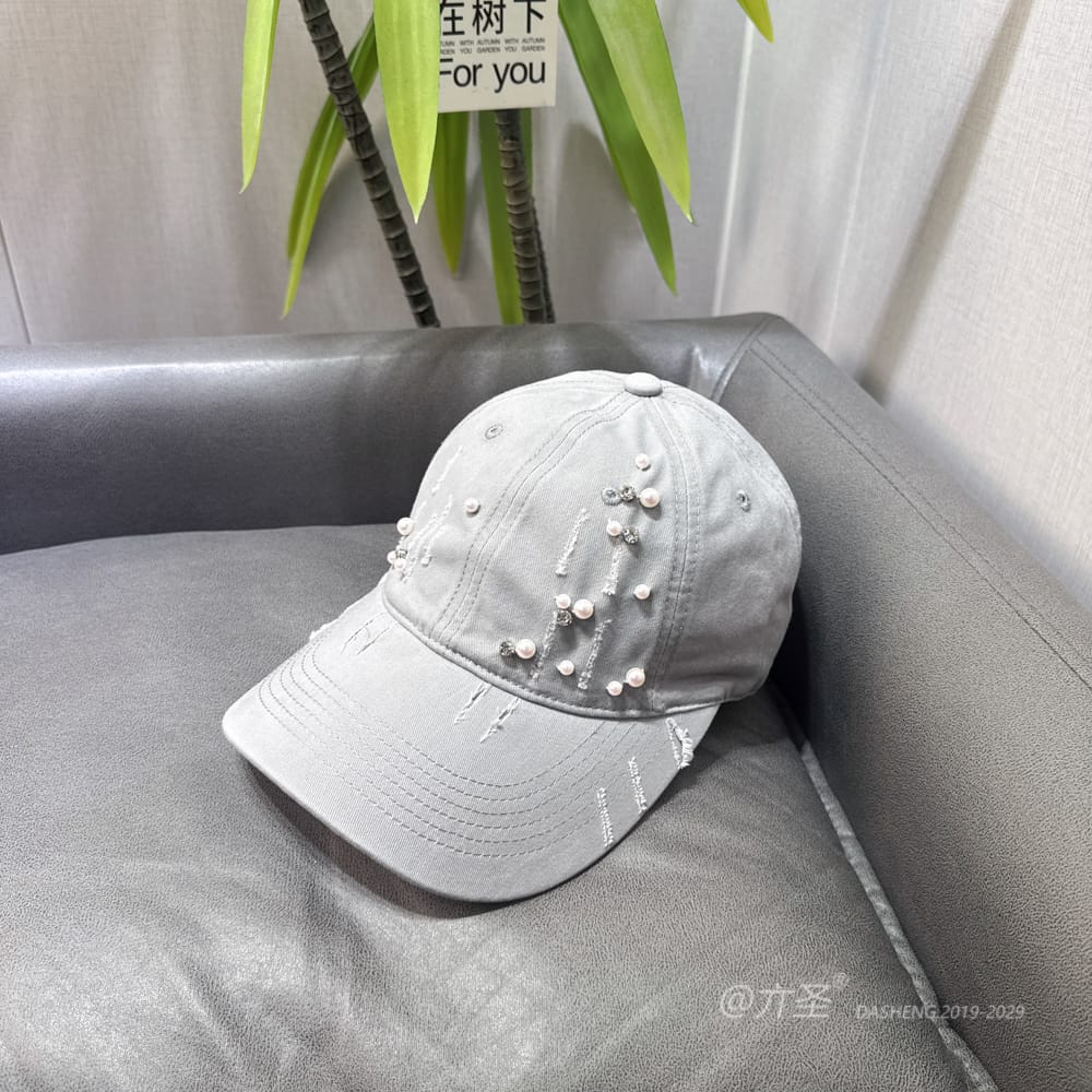 破洞手缝Pearl Baseball Cap - Baseball Cap Women | Casual Adjustable Hat | Daily Wear - Image 3
