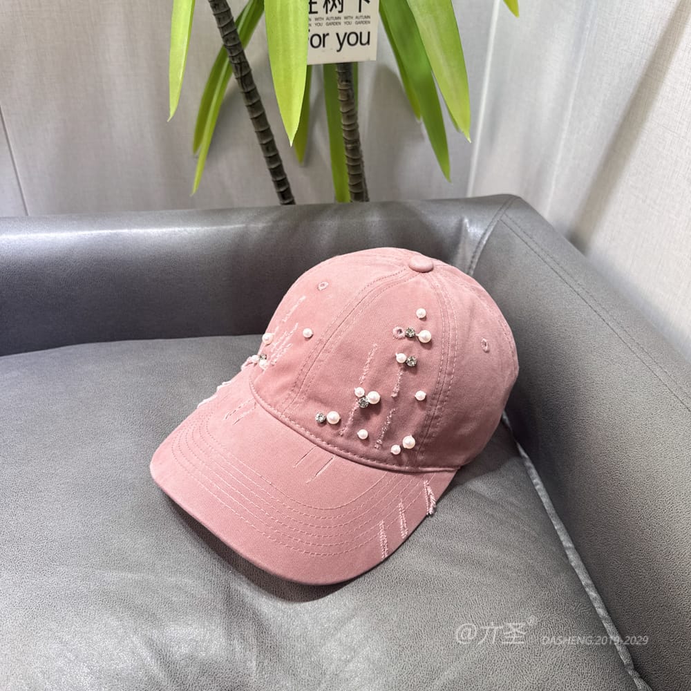 破洞手缝Pearl Baseball Cap - Baseball Cap Women | Casual Adjustable Hat | Daily Wear - Image 4