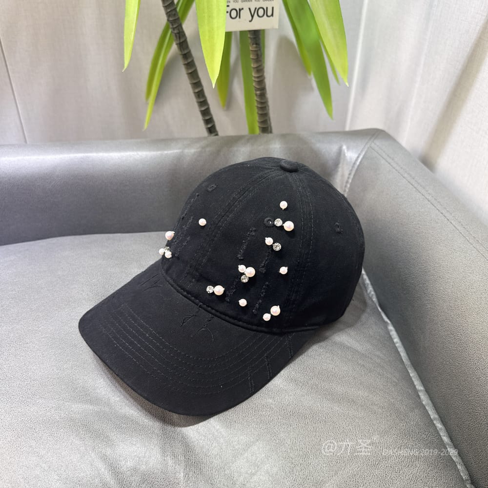 破洞手缝Pearl Baseball Cap - Baseball Cap Women | Casual Adjustable Hat | Daily Wear - Image 5