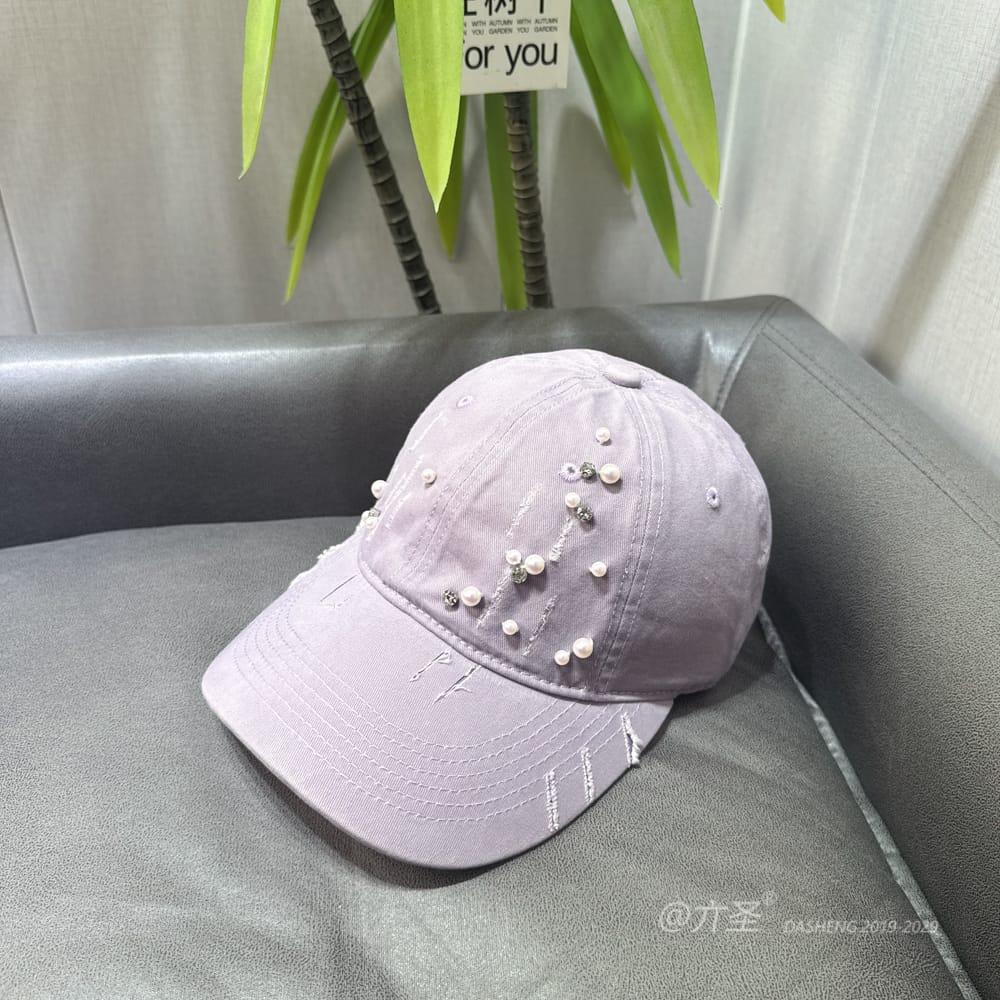 破洞手缝Pearl Baseball Cap - Baseball Cap Women | Casual Adjustable Hat | Daily Wear - Image 6