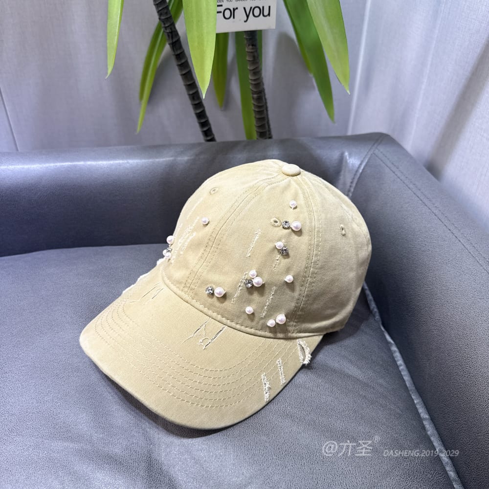破洞手缝Pearl Baseball Cap - Baseball Cap Women | Casual Adjustable Hat | Daily Wear - Image 8