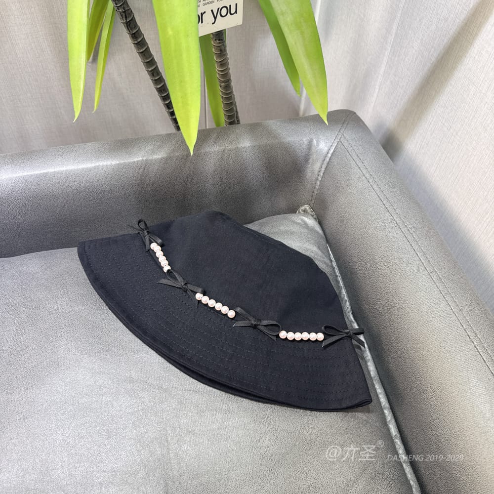Pearl Bow Bucket Hat - Women Summer Bucket Hat | Unisex Travel Sun Hat | Cotton Beach Cap - Image 2