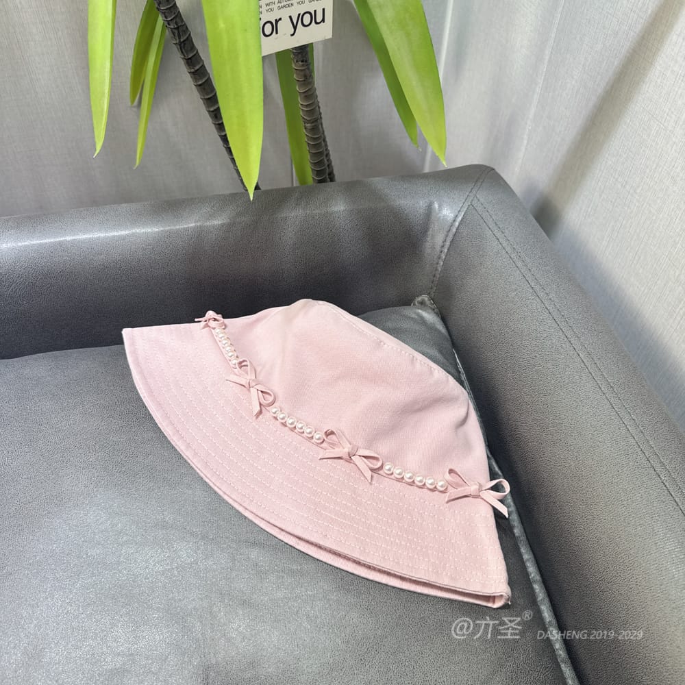Pearl Bow Bucket Hat - Women Summer Bucket Hat | Unisex Travel Sun Hat | Cotton Beach Cap - Image 4