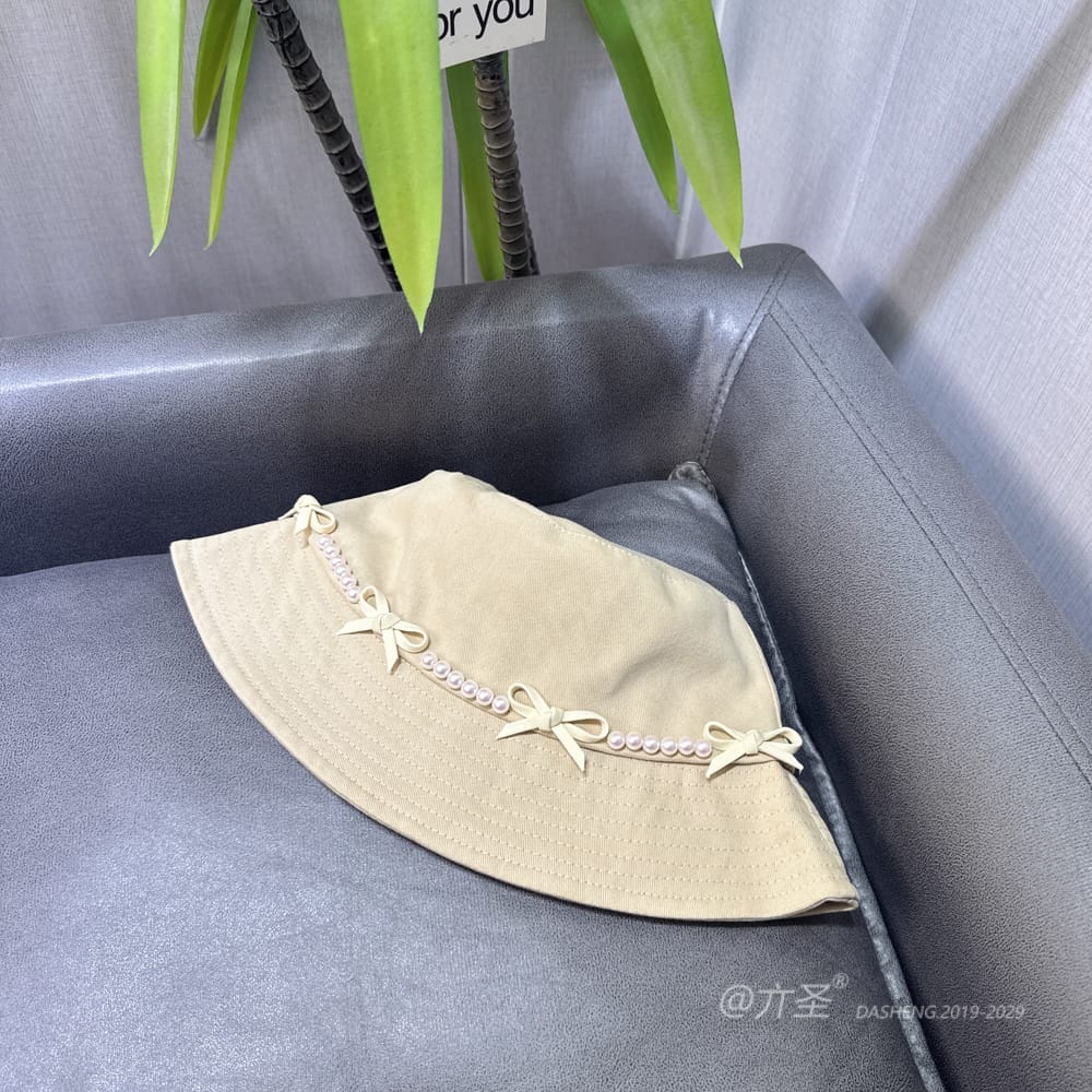 Pearl Bow Bucket Hat - Women Summer Bucket Hat | Unisex Travel Sun Hat | Cotton Beach Cap - Image 5