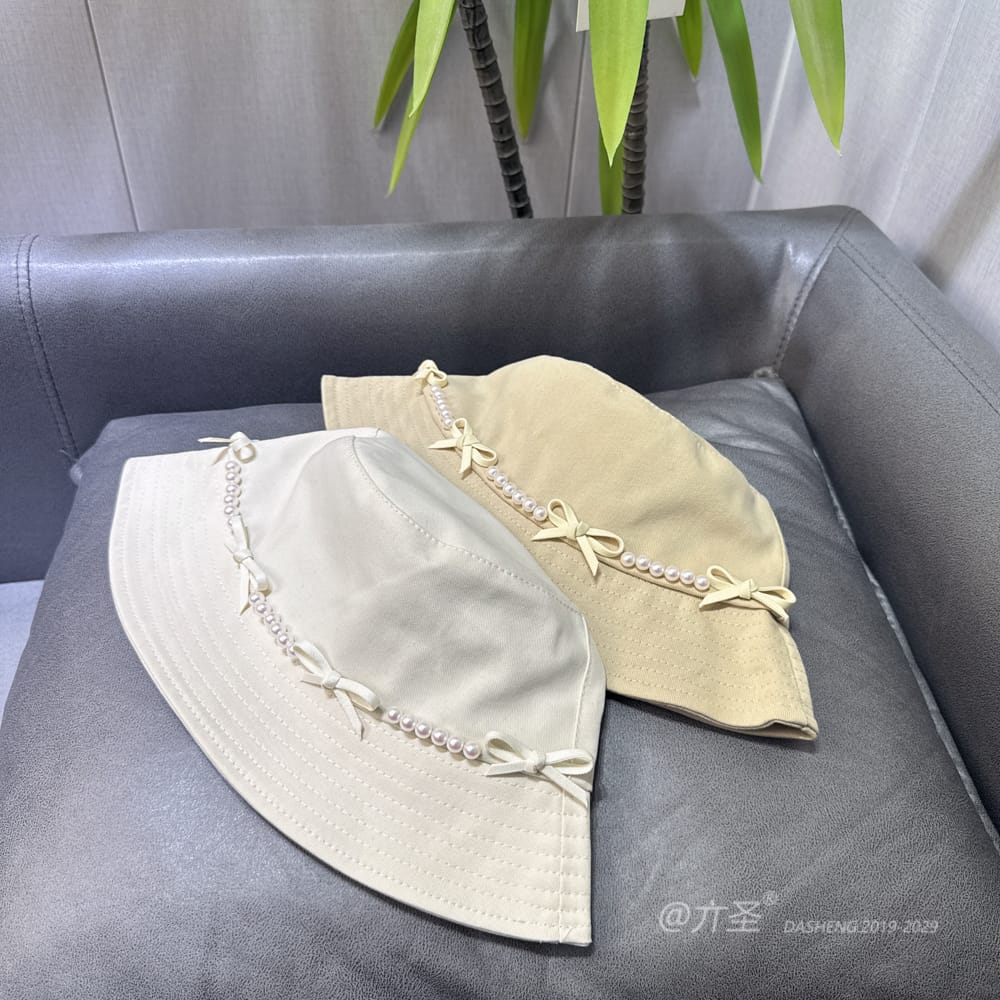 Pearl Bow Bucket Hat - Women Summer Bucket Hat | Unisex Travel Sun Hat | Cotton Beach Cap - Image 7