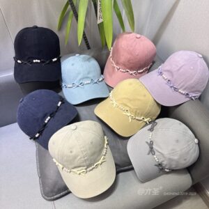 Pearl Bow Baseball Cap - Baseball Cap Women | Casual Adjustable Hat | Daily Wear